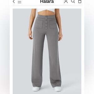 HALARA Women's Chic Gray Wide-Leg Trousers